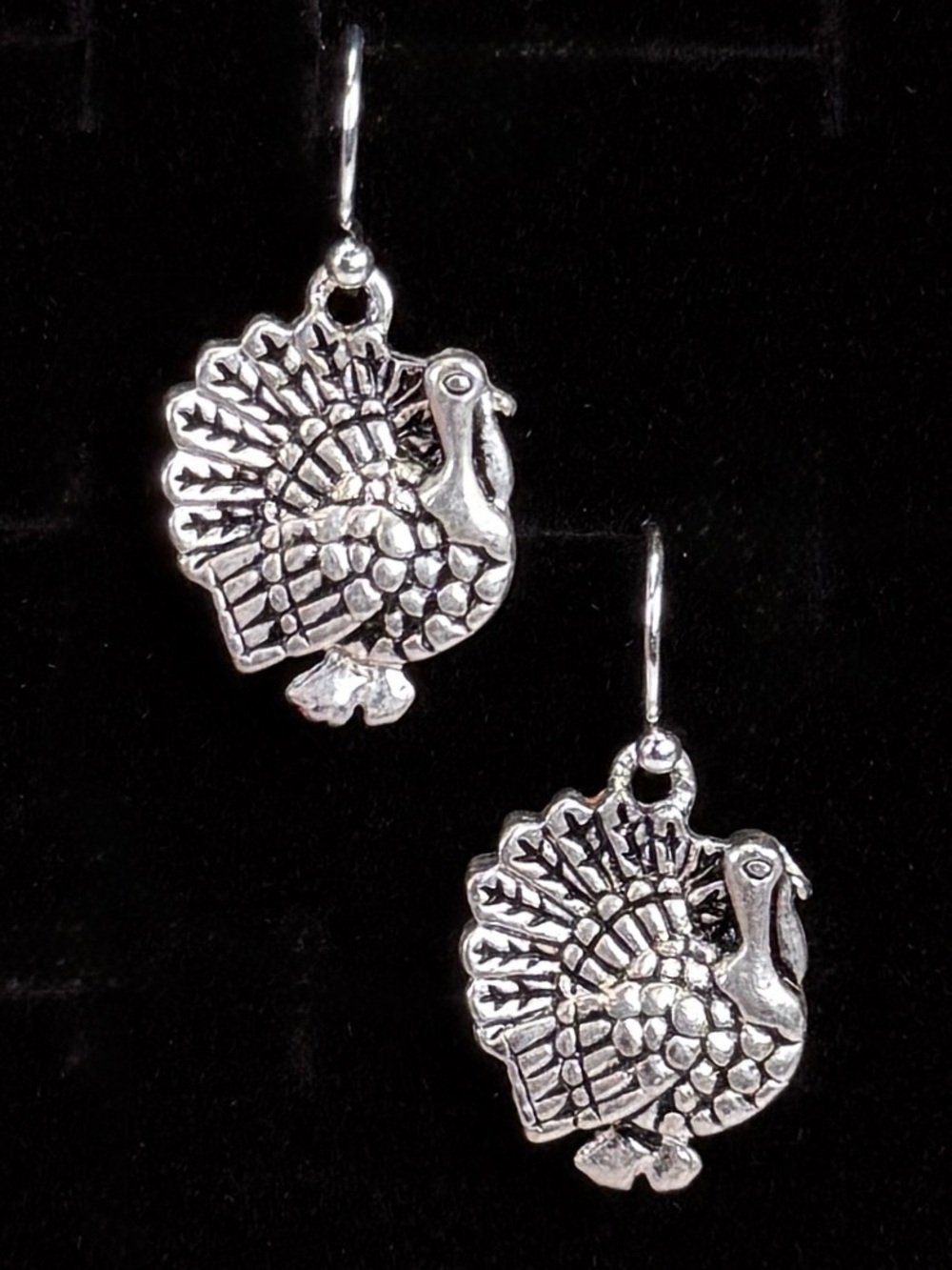 Silvertone and Red thanksgiving, convertible, Turkey Earrings